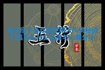 双子座不喜欢随 🥉 便聊天吗揭秘他们真 🏭 实的社交态度与心理分析
